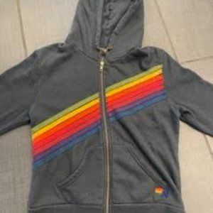 Aviator nation rainbow diagnol stripe sweatshirt